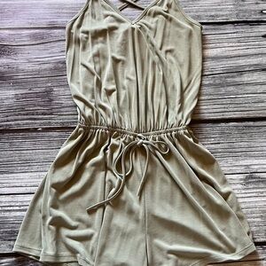 Pink Lily Olive Green Romper